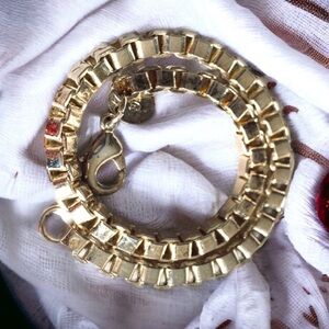STERLING VENETIAN BOX CHAIN BRACELET 7 1/2”